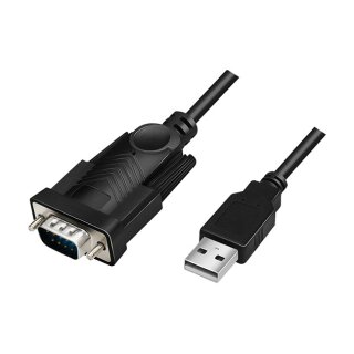 Logilink USB 2.0 cable, USB-A/M to DB9/M, serial, Win 11, black, 1.5 m