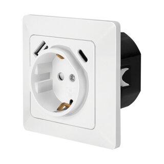Logilink Wall outlet 1 socket+ 1-port USB-A + 1port USB-C charger