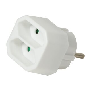 Logilink Adapter With 2 Euro Sockets, white