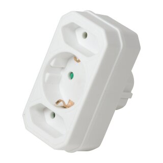 Logilink Adapter With 2 Euro + 1x Safety Socket, white