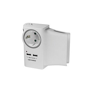 Logilink USB-A charger, 10.5 W, 2-port, 2x USB-A, 1x CEE 7/3, charging cradle, White