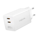 Logilink USB-C charger, 65 W, GaN, 2-port, 2x USB-C (PD...