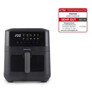 Hisense Heißluftfritteuse HAF2100DCD (schwarz, 2.100 Watt, Korb 7,7 Liter)