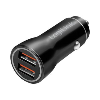 Logilink Car charger, 2 Port, 10.5W, illuminated, black