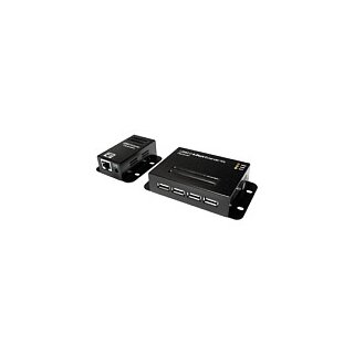 Logilink USB 2.0 Cat.5 extender, 50 m, incl. 4-port USB Hub, mountable, black