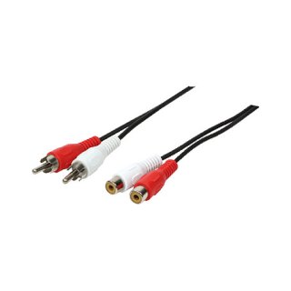 Logilink Audio cable, 2x RCA/M to 2x RCA/F, black, 5 m