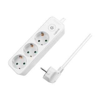 Logilink Outlet Strip, 3 safety sockets, white