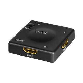 Logilink HDMI switch, 3x1-Port, 1080p/60 Hz, HDCP, CEC, Mini