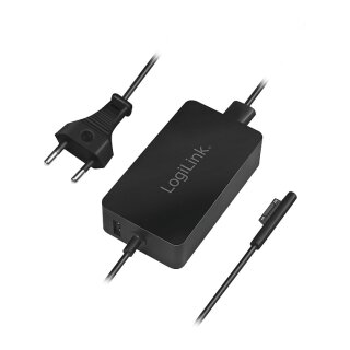 Logilink Notebook power supply, for Surface Book, 44W, USB Port, black