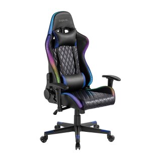 Gaming Chair, w/ lumbar support, RGB lights, black/blue