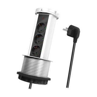 Logilink Outlet strip, 3 safety sockets, pop-up, 100mm