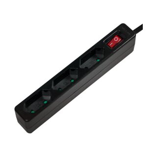 Logilink Outlet Strip, 3 euro sockets, w/ switch, black