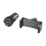 Logilink USB Kfz Ladegerät + Smartphone Halterung im...