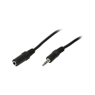 Audio cable, 3.5 mm 3-pin/M to 3.5 mm 3-pin/F, black, 5 m