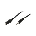 Audio cable, 3.5 mm 3-pin/M to 3.5 mm 3-pin/F, black, 5 m