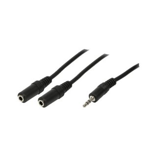 Audio cable, 3.5 mm 3-pin/M to 2x 3.5 mm 3-pin/F, black, 0.2 m