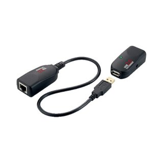 USB 2.0 Cat.5 extender, 50 m, pigtail, black
