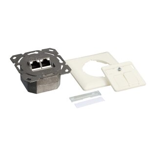 Cat.6 Wall Outlet 2xRJ45 STP horizontal, pure white