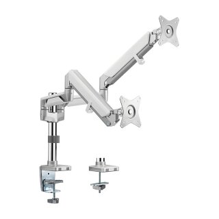 Dual Monitor mount, 17"-32", aluminum, gas spring, curved screens, pole