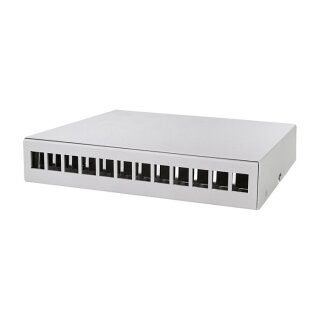 Consolidation point box 12-port, desk/wall/rail mounting, grey