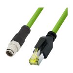 M12 CAT6A Industrial Patch Cable, PUR, M12 X-coded to...