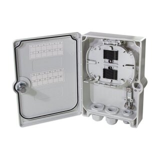 FTTX distribution box max. 24 fibers, 6x LC/QD or SC/DX, unloaded, IP55