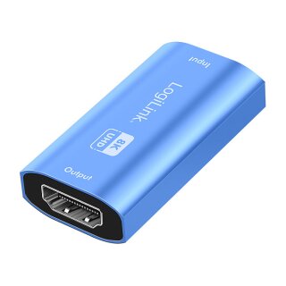 HDMI repeater, 20m, 8K/60Hz, HDCP 2.3, Alu, blue