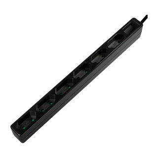 Outlet Strip, 6 euro sockets, black