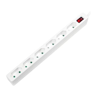 Outlet Strip, 6 euro sockets, w/ switch, white