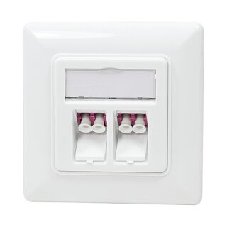 Fiber Faceplate with 2 LC-Duplex Adapters, multi-mode