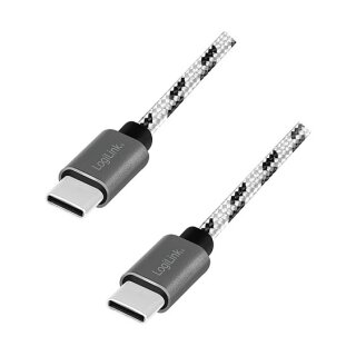USB 2.0 Type-C 3-pack cable set, C/M to C/M, alu, nylon, white/black