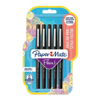 1x5 Paper Mate Flair Filzstifte M 0,7 mm schwarz