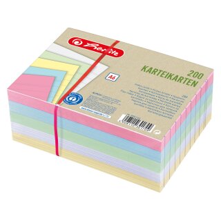 Herlitz Karteikarte A6 liniert 4 Farb.+weiß Bl. Engel 200er