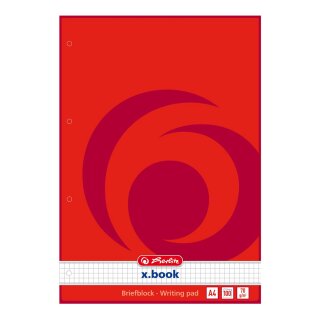 Herlitz 733436 - Muster - Rot - Weiß - A4 - 100 Blätter - 70 g/m² - Kariertes Papier