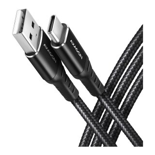 AXAGON BUCM-AM10AB USB-C zu USB-A Kabel, 1m, USB 2.0, 3A, geflochten - schwarz