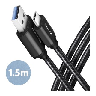 AXAGON BUCM3-AM15AB Kabel USB-C auf USB-A 3.2 Gen 1, schwarz - 1,5m