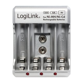Battery Charger, 4x AA or 4x AAA and 1x 9V battery