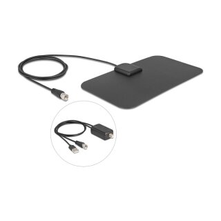 DAB+ DVB-T2 Antenne F Stecker 5 - 25 dB aktiv omnidirektional schwarz Klebemontage