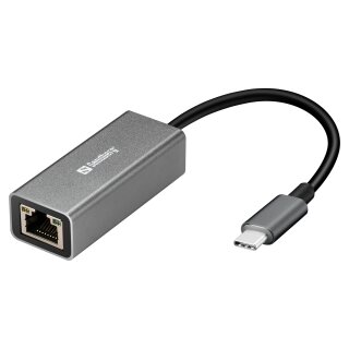 Adapter USB-C (ST) > Ethernet (BU) 100Mbps Sandberg Silver