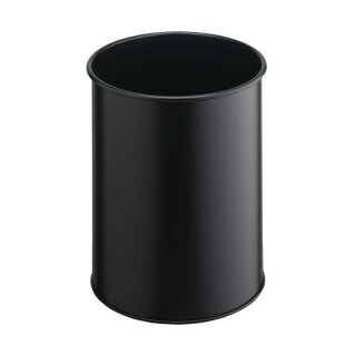 Papierkorb Metall rund 15 Liter schwarz