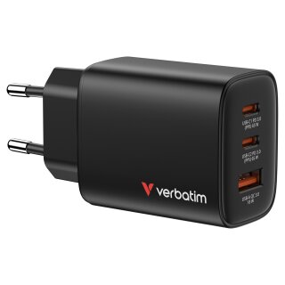 Verbatim GaN III Essentials Charger 3 Port 65W USB-A/C black