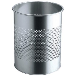Papierkorb Metall rund 15L Perforation 165mm silber