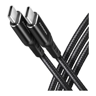 AXAGON BUCM3-CM30AB USB-C zu USB-C Kabel 3.2 Gen 1, 3 m, PD 60W, 3A, geflochten - schwarz