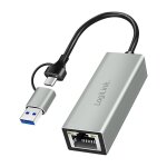 Logilink USB Adapter, USB 3.2 Gen1, USB-A/C to Gigabit...