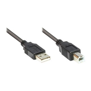 Connections Anschlusskabel USB 2.0 Stecker A an Stecker B, schwarz, 3m