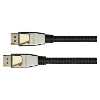 Series Anschlusskabel DisplayPort 1.2, 4K / UHD @60Hz, Vollmetallstecker, vergoldete Kontakte, OFC, Nylongeflecht schwarz, 10m