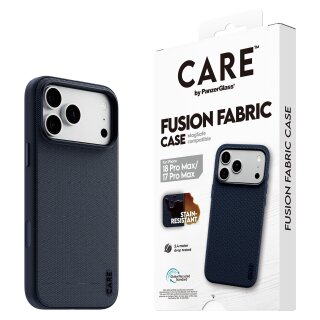 CARE by PanzerGlass Fusion Fabric Case Blau m. MagSafe iPhone 17 Pro Max