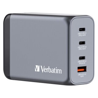 Verbatim GaN-Ladegert 240W, 1x USB-A , 3x USB-C (grau, PD 3.0, QC 3.0)