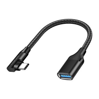 Logilink USB 3.2 Gen2 Type-C adapter, C/M 90° to USB-A/F, 10 Gbps, 15W, OTG, black,0.2 m