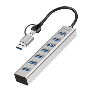 Logilink USB 3.0 Hub, 7-port, USB-A, aluminum housing
